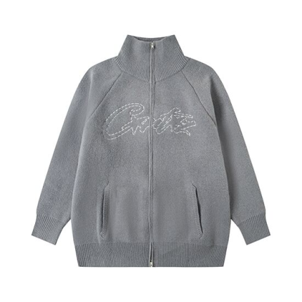corteiz marque Sweat Gris Con Cremalera